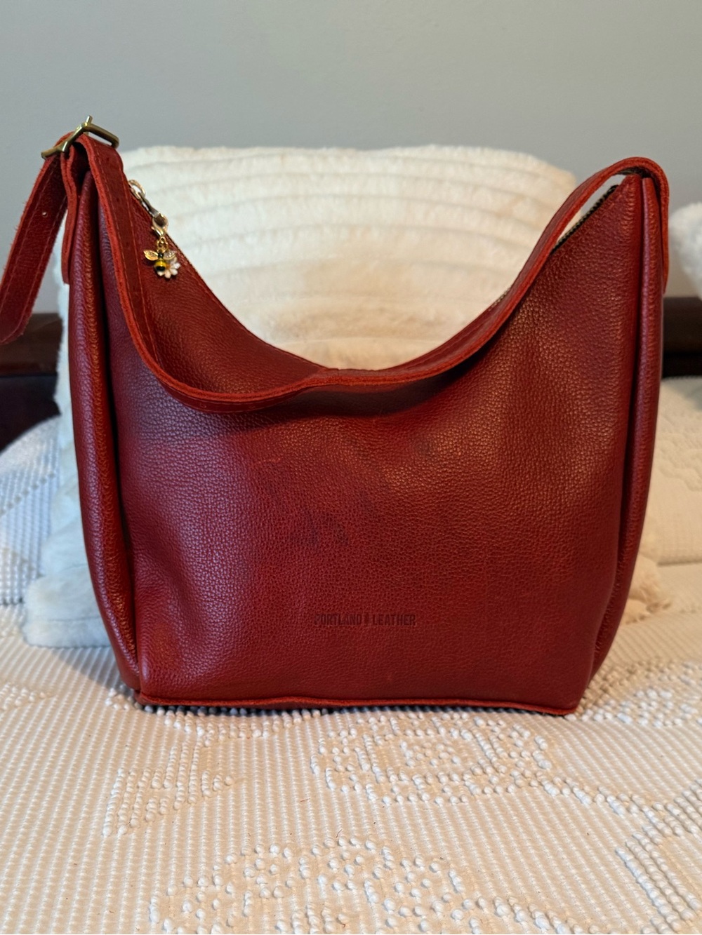 Portland Leather Goods Full Grain Leather Medium Chili Red Aspen Shoulder Bag